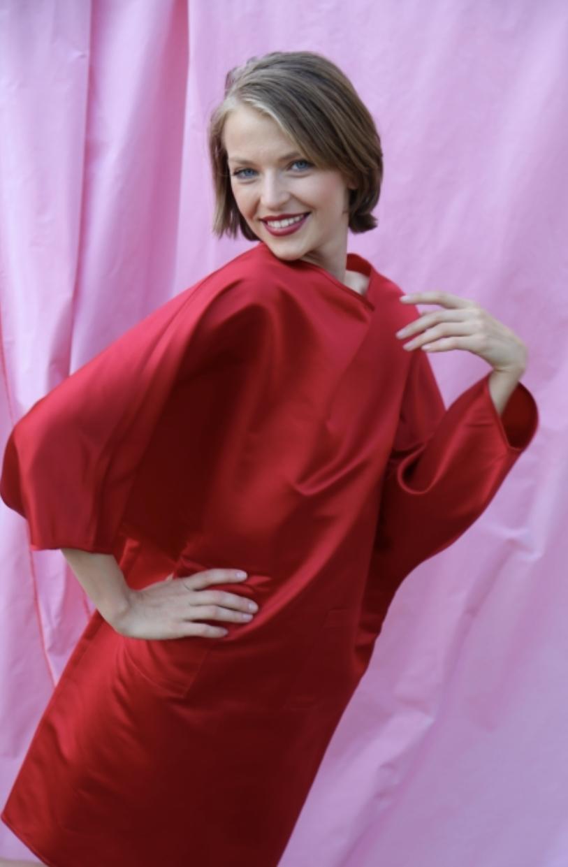 Isabella Dress - Red Satin - Image 3