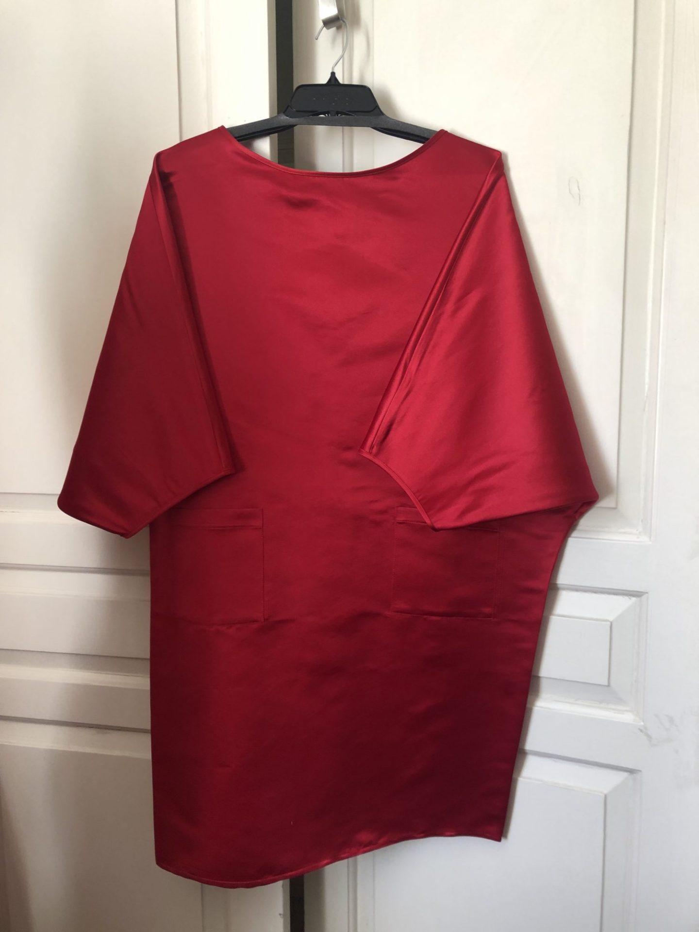 Isabella Dress - Red Satin - Image 2